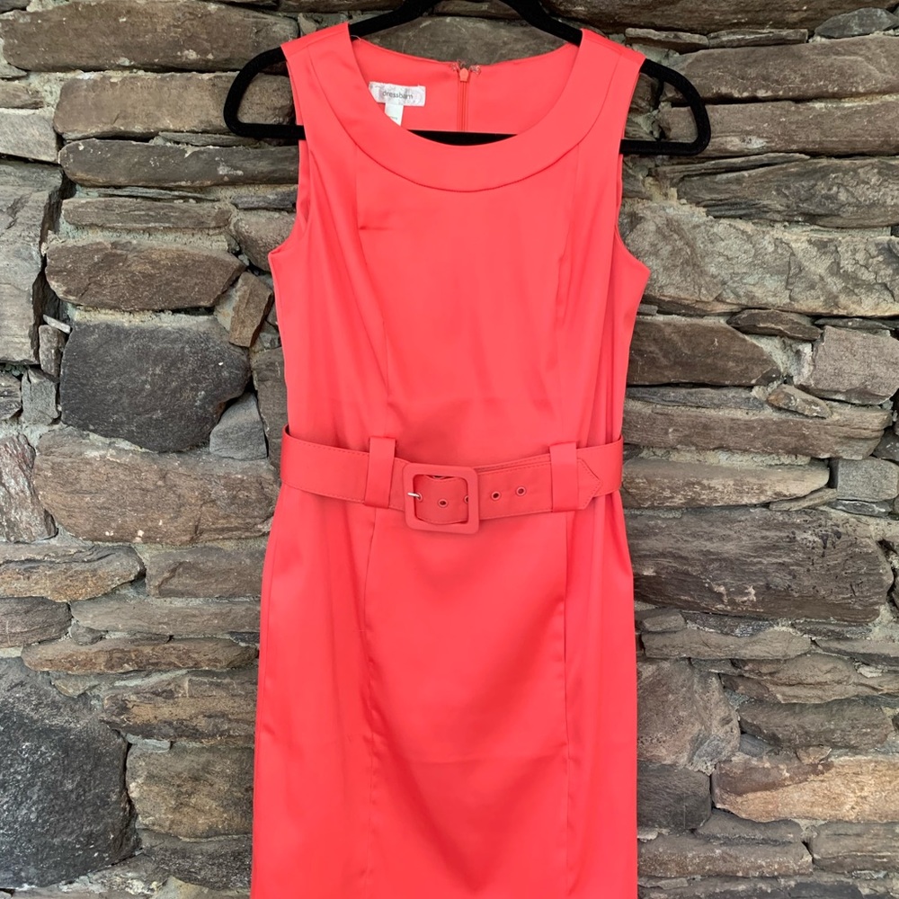 Lightly worn coral dress with belt